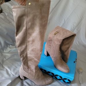 Liz Claiborne Taupe Over the Knee Memory Foam Boot